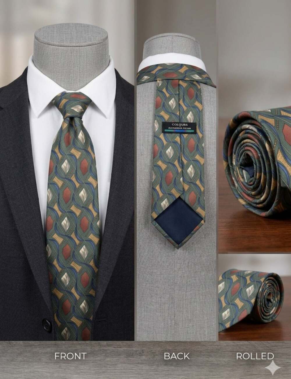 Colours by Alexander Julian Vintage Silk Necktie Geometric Abstract Pattern
